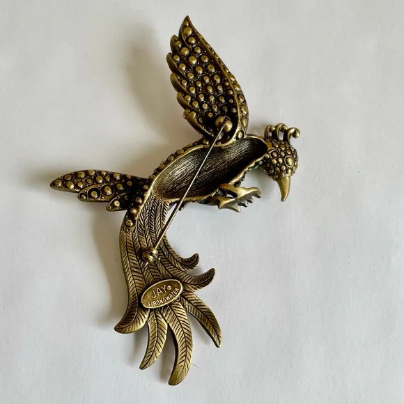 Vintage Jay Strongwater Bird Of Paradise Rhinestone Brooch - Picture 6 of 7